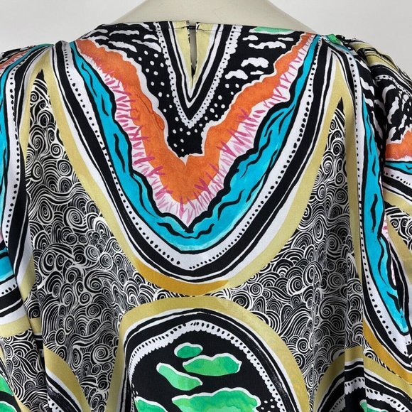 Jim Thompson‎ Silk Short Wrap Kaftan Women 10 NWOT Hi Low Abstract Tunic Top - Picture 8 of 12